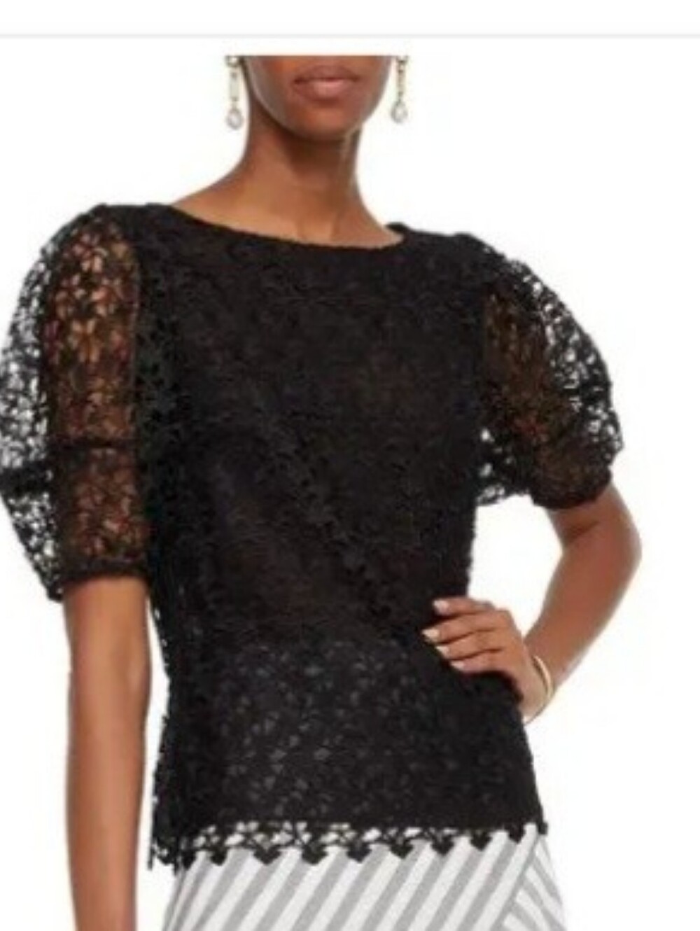 JOIE Guipure Lace Cutwork Top, Size 4